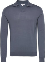 Milburn Knitwear Long Sleeve Knitted Polos Marineblå Reiss*Betinget Tilbud