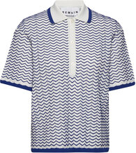 Wave Knit Polo Shirt Tops Knitwear Jumpers Blue REMAIN Birger Christensen