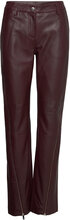 Leather Zipper Detail Pants Bottoms Trousers Leather Leggings-Bukser Burgundy REMAIN Birger Christensen
