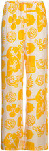 Rodebjer Lunara Print Designers Trousers Wide Leg Yellow RODEBJER