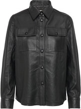 Leather Shirt Tops Shirts Long-sleeved Black Rosemunde
