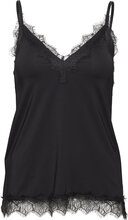 Rwbillie Lace Strap Top Tops T-shirts & Tops Sleeveless Black Rosemunde