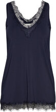 Rwbillie Sl Lace V-Neck Top Tops T-shirts & Tops Sleeveless Navy Rosemunde