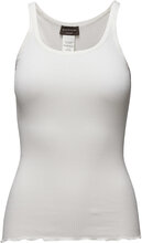 Silk Top W/ Elastic Band Tops T-shirts & Tops Sleeveless White Rosemunde