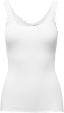 Silk Top W/ Lace Tops T-shirts & Tops Sleeveless White Rosemunde
