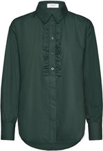 Rwsebony Shirt W/Ruffles Tops Shirts Long-sleeved Green Rosemunde