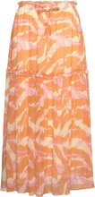 Recycled Chiffon Skirt Lang Nederdel Orange Rosemunde