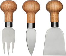 Nature Cheese Set, 3 Pcs Home Tableware Cutlery Cheese Knives Brown Sagaform
