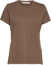 Solly Tee Solid 205 Tops T-shirts & Tops Short-sleeved Brown Samsøe Samsøe