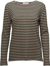 Nobel Ls Stripe 3173 T-shirts & Tops Long-sleeved Kakigrønn Samsøe Samsøe*Betinget Tilbud