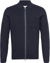 Guna X Zip 10490 Knitwear Full Zip Jumpers Marineblå Samsøe Samsøe*Betinget Tilbud