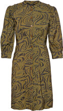 Printed Fitted Button-Through Dress Knælang Kjole Green Scotch & Soda