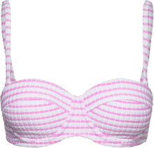 Sorrento Stripe Bustier Bra Swimwear Bikinis Bikini Tops Bandeau Bikinitops Pink Seafolly