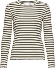 Slfanna Ls Crew Neck Tee Str S T-shirts & Tops Long-sleeved Multi/mønstret Selected Femme*Betinget Tilbud