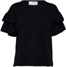 Slfrylie Ss Florence Tee M Noos Tops T-shirts & Tops Short-sleeved Black Selected Femme