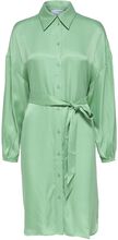 Slfirene-Tonia Ls Cupro Shirt Dress B Knælang Kjole Green Selected Femme