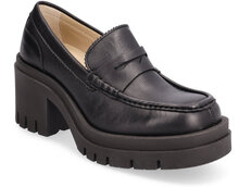 Slfsage Leather High Heel Penny Loafer Shoes Heels Heeled Loafers Svart Selected Femme*Betinget Tilbud