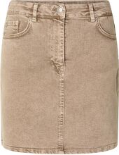 Slfcora Hw Mini Latte Denim Skirt Kort Nederdel Beige Selected Femme