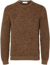 Slhvince Ls Knit Bubble Crew Neck W Tops Knitwear Round Necks Brown Selected Homme