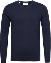 Slhberg Ls Knit V-Neck Strikkegenser V-krage Marineblå Selected Homme*Betinget Tilbud