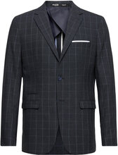 Slhslim-Oasis Linen Navy Chk Blz B Noos Suits & Blazers Blazers Single Breasted Blazers Navy Selected Homme