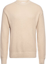 Slhbert Relaxed Ls Knit Stu Crew Neck W Tops Knitwear Round Necks Beige Selected Homme