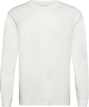 Slhgreg Slub Ls O-Neck Tee Tops T-Langærmet Skjorte White Selected Homme