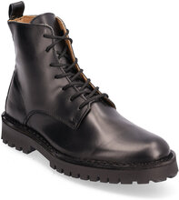 Slhricky Leather Lace-Up Boot Snørestøvler Black Selected Homme