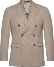Slhslim-Peter Sand Pinstripe Peak Blz Suits & Blazers Blazers Double Breasted Blazers Beige Selected Homme