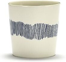 Coffee Cup 25Cl White-Stripes Blue Feast By Ottolenghi Set/4 Home Tableware Cups & Mugs Coffee Cups White Serax