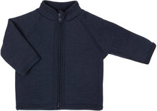 Cardigan, Merino Wool W. Zipper, Navy Outerwear Fleece Outerwear Fleece Jackets Navy Smallstuff