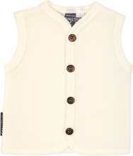 Vest, Merino Wool W. Buttons, Offwhite Tops Vests Cream Smallstuff
