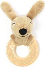 Rattle Rubber Ring, Rabbit, Hazel Toys Baby Toys Rattles Brun Smallstuff*Betinget Tilbud