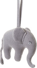 Music Mobile, Elephant Knitted, Blue Rose Toys Soft Toys Stuffed Animals Grey Smallstuff