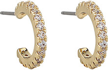 Clarissa Small Oval Ear G/Clear Accessories Jewellery Earrings Hoops Gull SNÖ Of Sweden*Betinget Tilbud