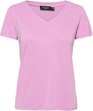 Slcolumbine V-Neck Ss T-shirts & Tops Short-sleeved Rosa Soaked In Luxury*Betinget Tilbud