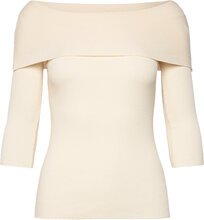 Slindianna Offshoulder Pullover Tops T-shirts & Tops Long-sleeved Cream Soaked In Luxury