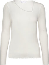 Srfenja Asymmetrical Top Tops T-shirts & Tops Long-sleeved White Soft Rebels