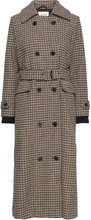 Srelodie Check Long Coat Outerwear Coats Winter Coats Brown Soft Rebels