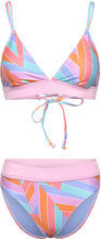 Womens Printed Banded Triangle 2 Piece Sport Bikinis Bikini Sets Pink Speedo