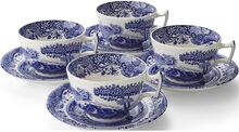 Blue Italian Breakfast Cup & Saucer 4-Pack Home Tableware Cups & Mugs Tea Cups Blue Spode