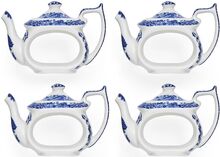 Blue Italian Teapot Napkin Rings - Set Of 4 Home Tableware Dining & Table Accessories Napkin Rings & Holders Blue Spode