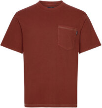 Contrast Stitch Pocket Tshirt Tops T-shirts Short-sleeved Burgundy Superdry