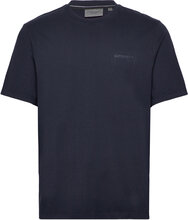 Overdyed Logo Loose Tee Tops T-Kortærmet Skjorte Navy Superdry