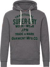 Workwear Flock Graphic Hoodie Tops Sweatshirts & Hoodies Grey Superdry