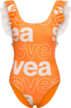 W. Ruffle Swimsuit Baddräkt Badkläder Orange Svea