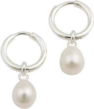 Treasure Pearl Hoops Silver Accessories Jewellery Earrings Hoops Silver Syster P