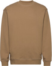 Custom Crew-Dune Contrast Stitch Designers Sweat-shirts & Hoodies Sweat-shirts Brown Taikan