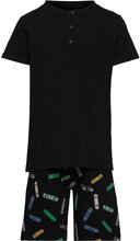 The New Boys S_S Night Set Sets Sets With Short-sleeved T-shirt Black The New