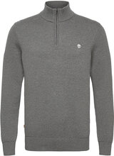 Williams River Cotton Yd 1/4 Zip Sweater Dark Grey Heather Designers Knitwear Half Zip Jumpers Grey Timberland